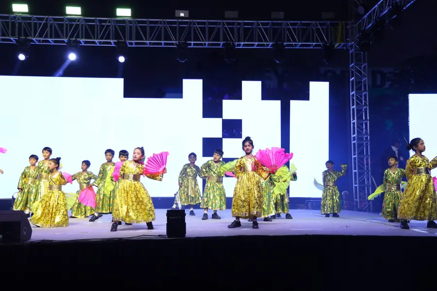 Students performing on the annual day stage